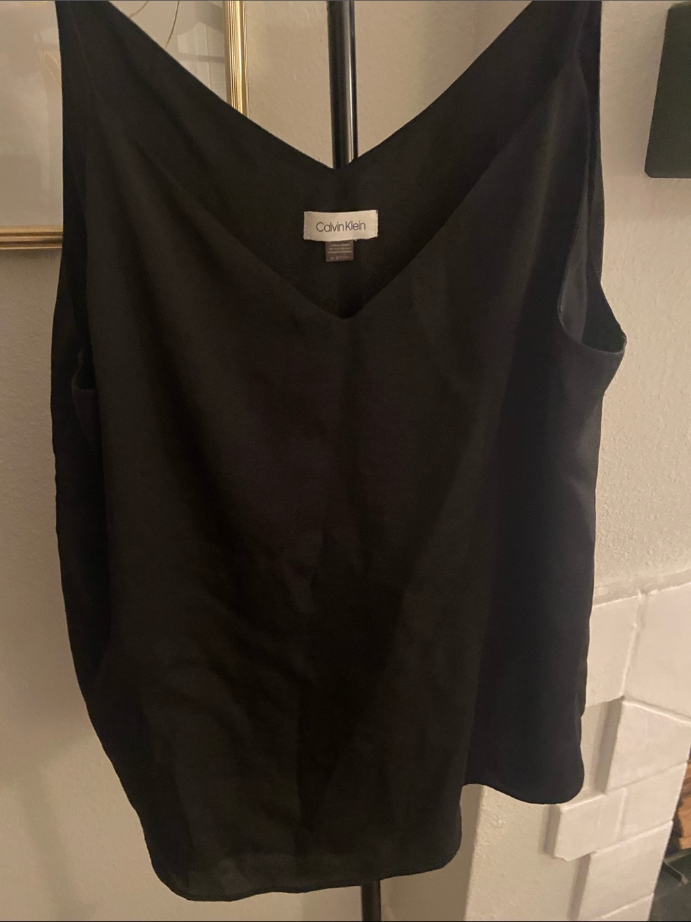 Calvin Klein Black V-Neck Silk-Blend Camisole